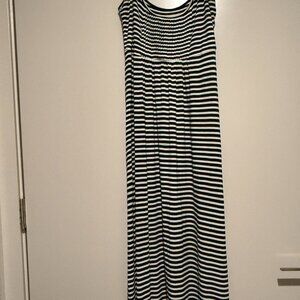 Calvin Klein Black and White Striped Maxi Dress Size 8